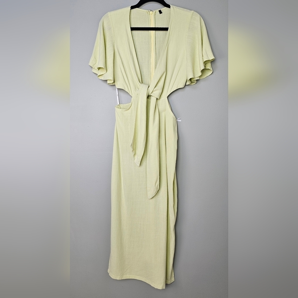 Lulus Women's Summer Journey Light Green Tie-Front Cutout Midi Dress, NWOT, MED - Picture 12 of 13